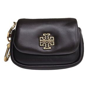Tory Burch brown dark mahogany Britten compact card case.